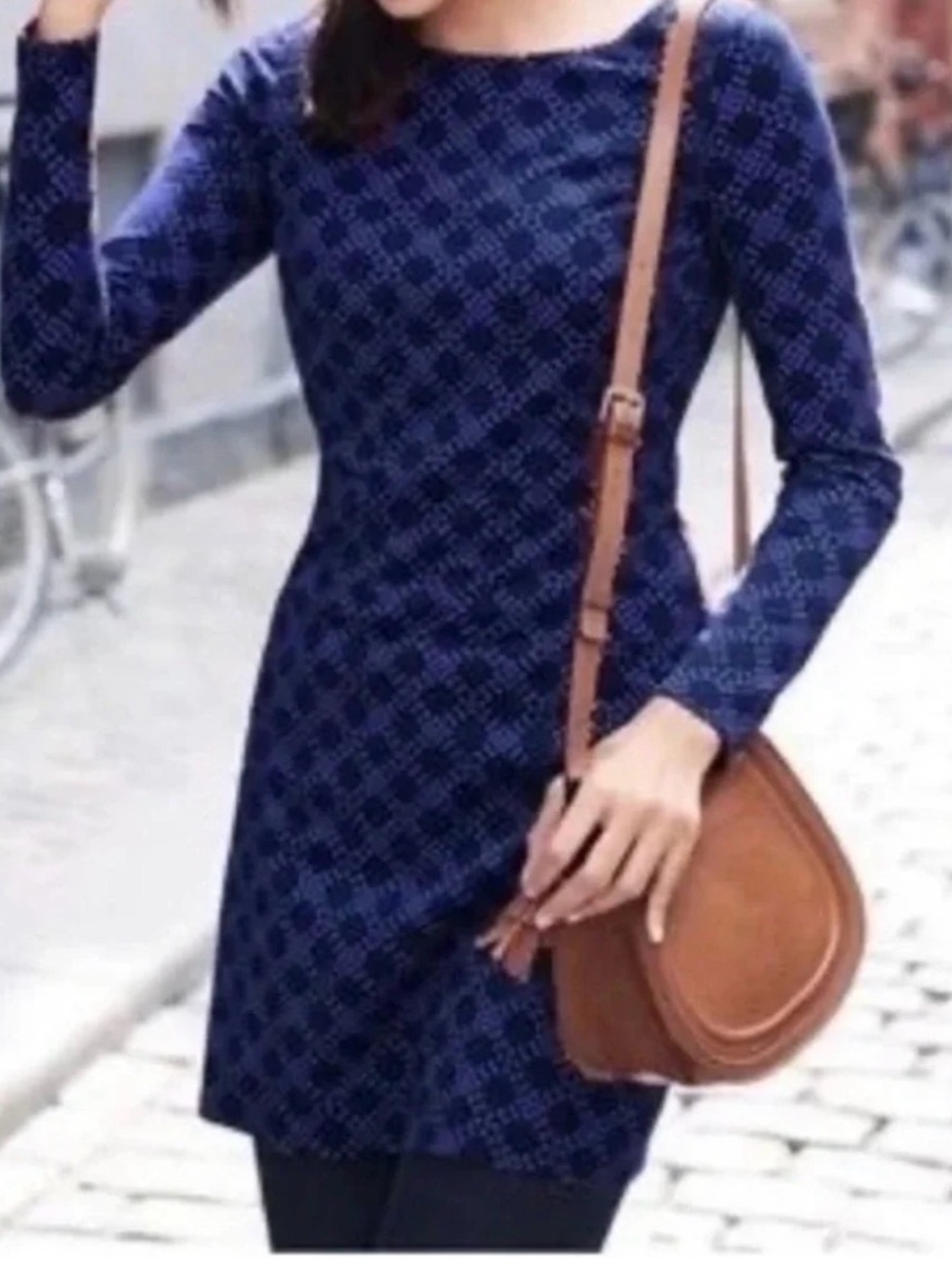 Boden Mia Navy Blue Polka Dot Mini Dress Size 4 TALL/LONG